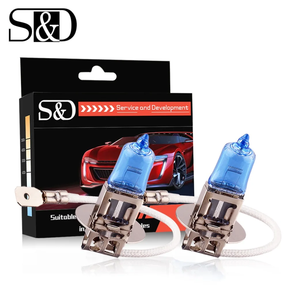S&ampD H3 55W 12V Headlight Bulbs Halogen Xenon Filled Super Bright White - Car Fog Light Driving Lamp DRL Day Running Source | Автомобили