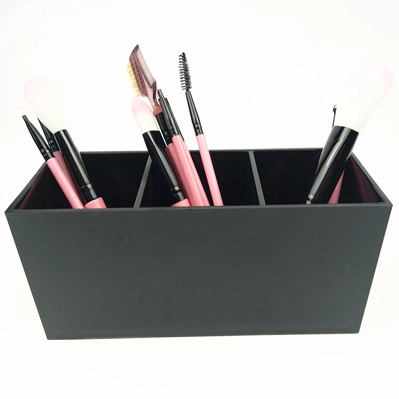 Black Acrylic Nail Storage Case Makeup Pen Brushed Display Shelf