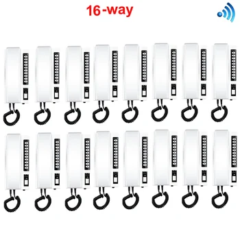 

ZHUDELE Intercom System 16-Way Interphones 2.4Ghz Wireless Audio Door Phone Kits,indoor intercom 99 handsets extendable