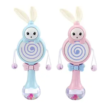 

Rabbit Baby Rattles Mobiles Music Rhythm Light Hand Bed Bell Soft Teether Education 0-12 Months Toy for Newborn Gift BEI JESS