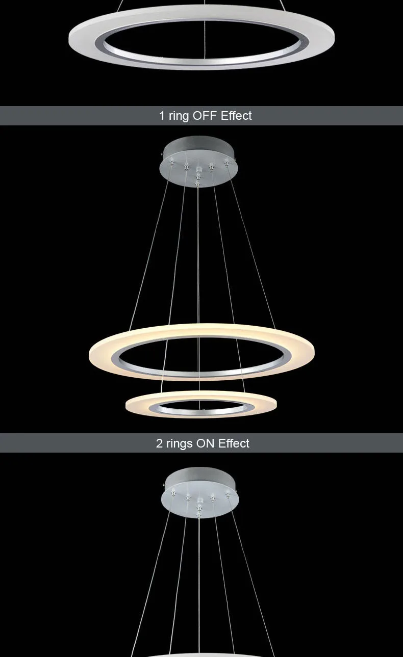 Современные светодиодные подвесные светильники для столовой Гостиная cerchio anello lampadario акриловое волокно 3/2/1 кольца круги современные светодиодные подвесные лампы