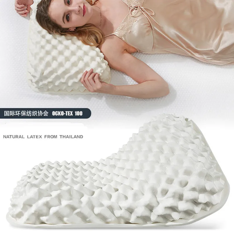 ZX-M001 Thailand Original Natural Latex Cervical Protection Pillow Therapy Wave Bed Bedding Natural Latex Memory Oreiller