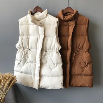 

Cotton Vest Women Stand Collar Winter Jacket Women Chaleco Mujer Warm Long Winter Coat Women Casual Vest Jacket Waistcoat C5535