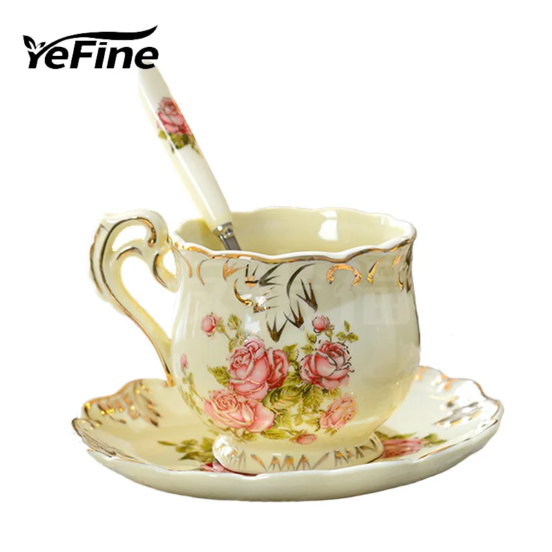 YeFine High Quality Ivory Porcelain Elegant Coffee Cups And Saucer