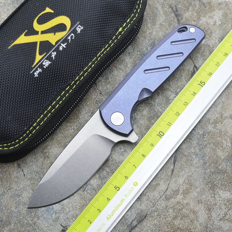 

X4 Fold Folding Knife Bearing D2 Blade TC4 Titanium Alloy Handle Outdoor Camping Multipurpose Hunting EDC Tool