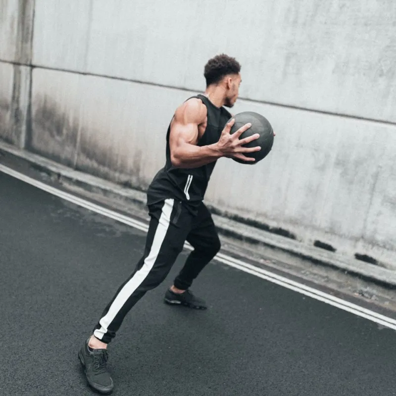 2019 новые осенние Для мужчин пот Штаны человек тонкий тренажерные залы Фитнес джоггеры упражнения для брюк мужской Повседневное хлопок