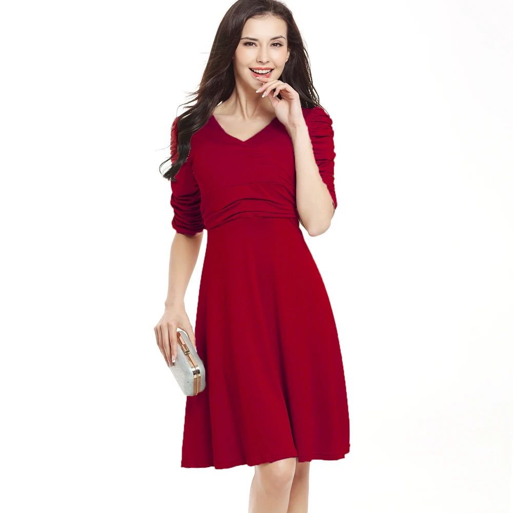 Nouveau Plisse Solide Femmes Mode 2020 Maison Robe Taille Haute Col En V Sexy Femme Robe De Fete Simple Tenue Robe De Femme Decontractee Taille S M L Xl Xxl Aliexpress