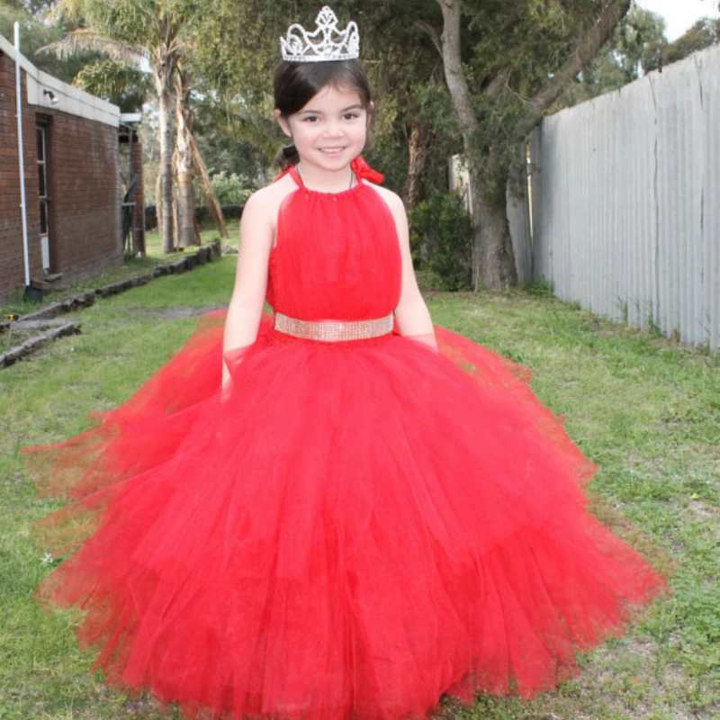 

POSH DREAM Red Layer Flower Girl Dress Casual Tutu Flower Girl Dress Princess Party Wedding Tutu Dress Children Photograph Dress