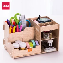Wooden Document Tray DIY Desktop Storage Box Multifunction Pen Pencil File Holder Office Desk Organizer School Supplies 79230 3 layers moving document file tray holders desk set book holder organizer a4 office school supplies desk accessories
