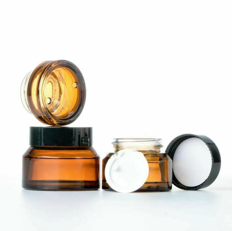 5PCS X 15g 30g 50g Amber Glass Containers Jars Bottles Brown Pots for Cosmetic Face Cream Lip Balm Sample Storage with Gaskets | Дом и сад