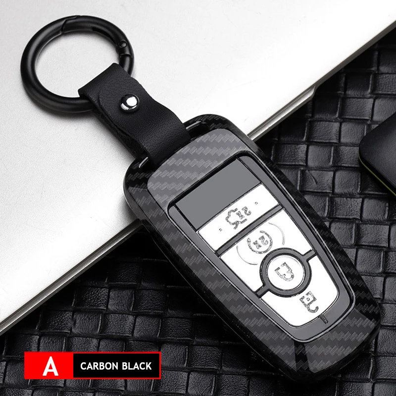 

PCMOS 2019 New Carbon Fiber Car Key Case Cover For Ford Fusion Mondeo Mustang Explorer Edge 2015 2016 2017 2018 Fob Shell