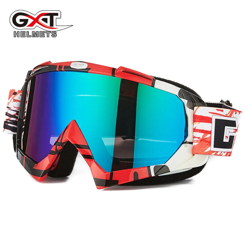 GXT moto cross moto rcycle очки ATV MTB DH ветрозащитное стекло для катания на лыжах мото велосипедные очки стеклянный шлем для беговых велосипедов - Цвет: black red color