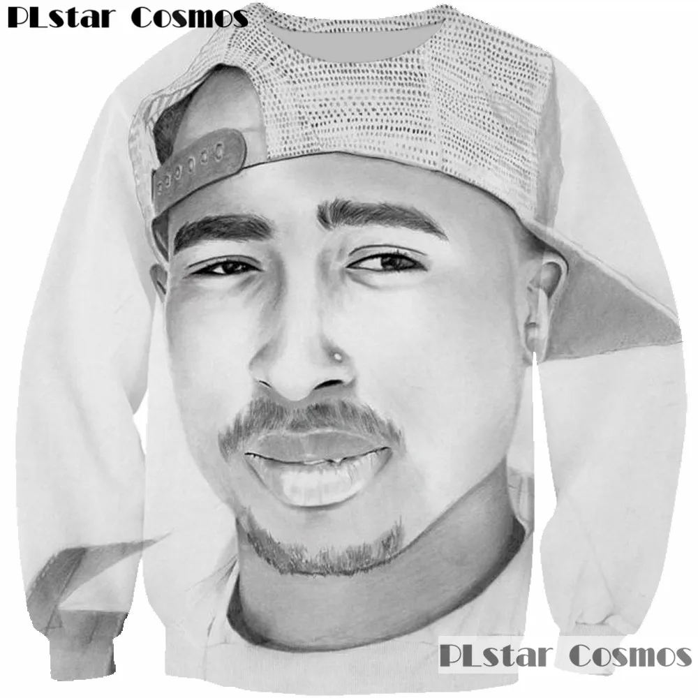  2018 New Men Women Sweatshirt Hoodies 3D Print Rock Singer 2pac Tupac Shakur Sweatshirt Cool Long S