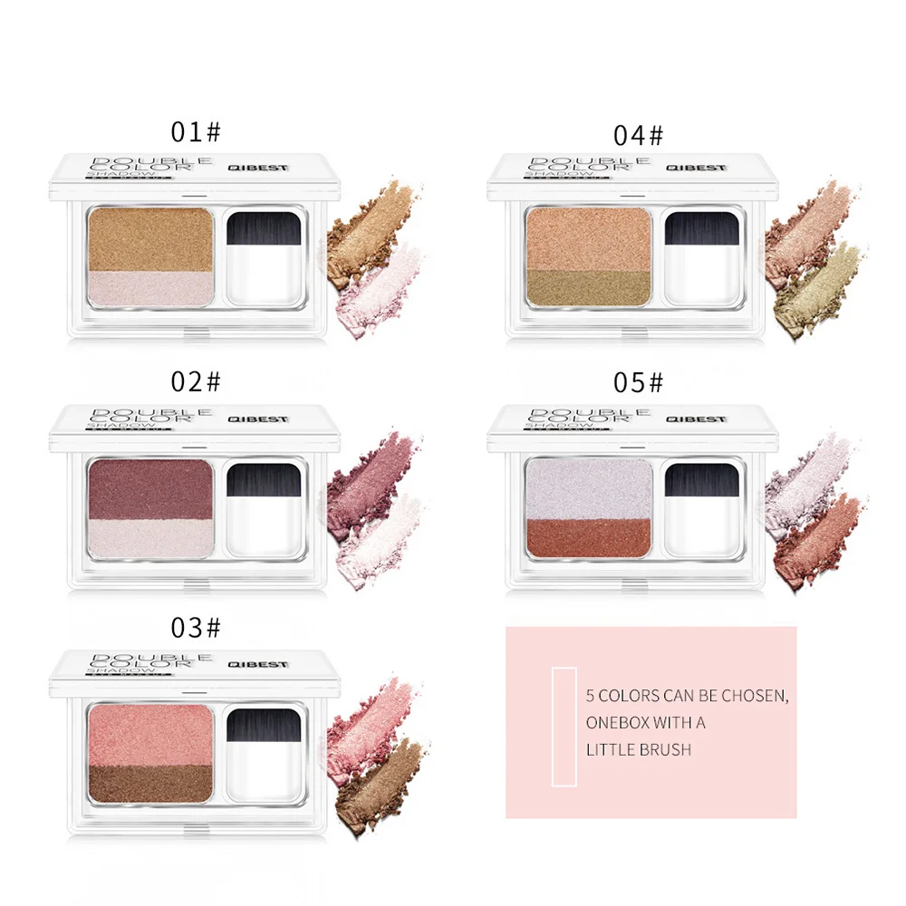 

Double Color Eye Shadow Shimmer Palette Waterproof Lazy Eye Shadow Seal Two-color Gradient Pearl Eye Shadow with Brush