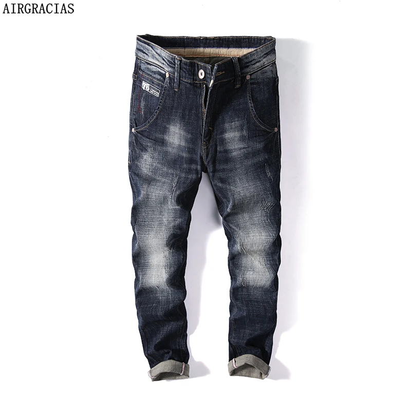 

AIRGRACIAS Brand 2018 New Men's Fashion Jeans Business Casual Stretch Jeans Classic Trousers 98%Cotton Denim Long Pants Male