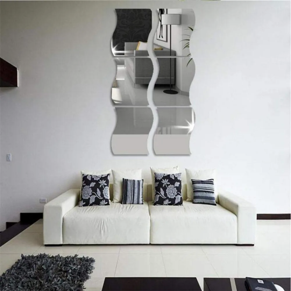 

1 Set Mirror Wall Stickers Adhesive Decals For Living Room Bedroom Acrylic mirror Wall Mural Modern DIY Art Home Decor