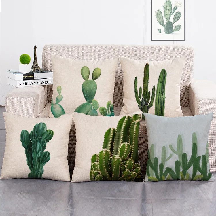 

Cactus Green Plant Fruit leaves Tropical rainforest Green Plants Pillow Cover Palm Leaf Green Leaves Pillowcase Home Decorate