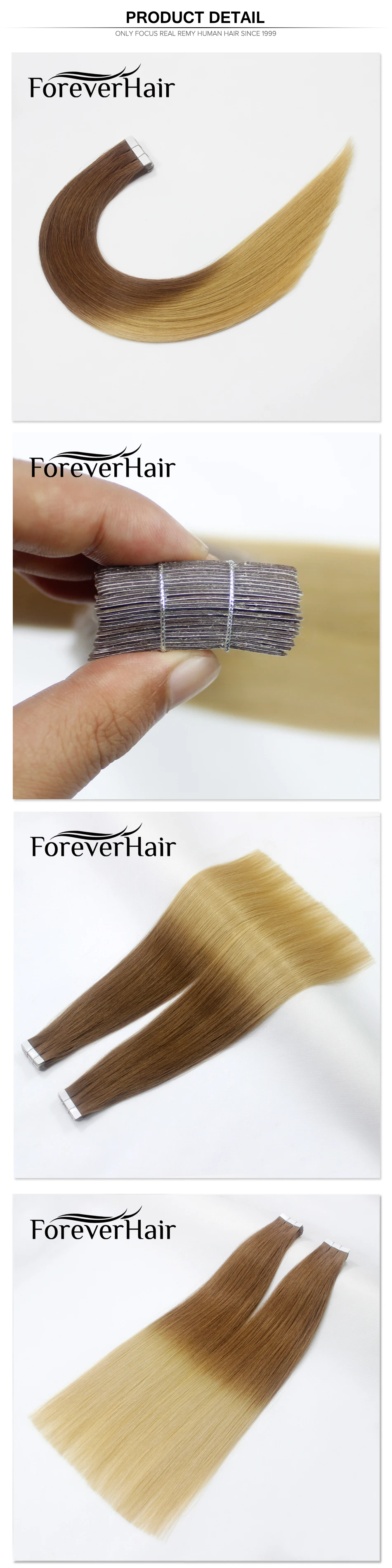 Навсегда лента для волос в 100% реальные Реми кожи прядь прямых волос 20 штук наращивание волос 40g Ombre Цвет T6/16 лента для волос 16 "18" 20"