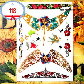 

SHNAPIGN 24 style Temporary Tattoo Body Art, Gold Swallow Designs, Flash Tattoo Sticker Keep 3-5 days Waterproof 21*15cm