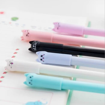 

6 pcs/lot Cute Cats Gel Pen Kawaii Pen Stationery School Supplies Kids Gift Wagging Cat Gel Ink Pen Office Pens Canetas