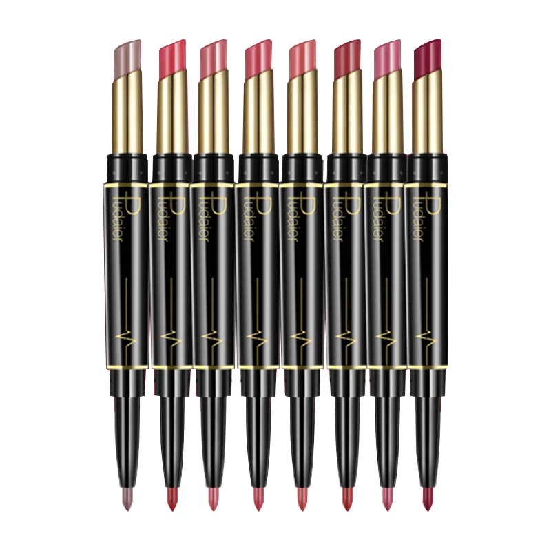 

8 Color Matte Lipstick Wateproof Double Ended Long Lasting Lipsticks Brand Lip Makeup Cosmetics Nude Dark Red Lips Liner Pencil
