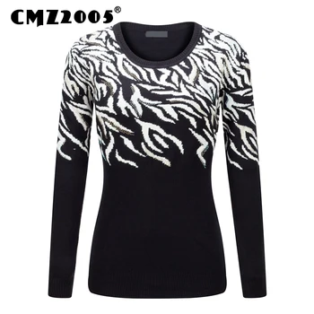 

New Style Women's Apparel Long Sleeve sweater Diamond Decorate Patchwork Knitted Winter women sweaters and pullovers 59855