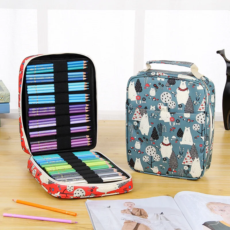

150 Holes Large Capacity Pencil Case Creative Animal Cartoon Multifunctional Pen Bag Cute Colored Drawing Pens Art Supplies Box