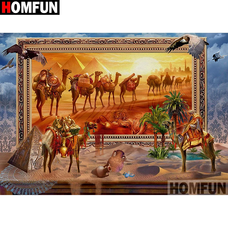 

HOMFUN Full Square/Round Drill 5D DIY Diamond Painting "Camel scenery" Embroidery Cross Stitch 5D Home A08297