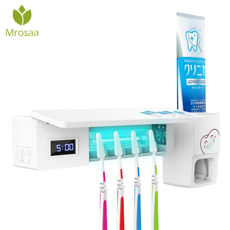 

New USB Charger UV Light Toothbrush Holder Sterilizer Box Ultraviolet Antibacterial Toothbrush Cleaner Toothpaste Dispenser