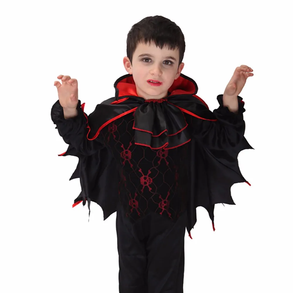 

HALLOWEEN GIRLS & BOY COSTUMES VAMPIRE QUEEN COSTUME HALLOWEEN KIDS BLACK LACE PARTY DRESS NECKLACE SET BOY COUPLE CLOTHING