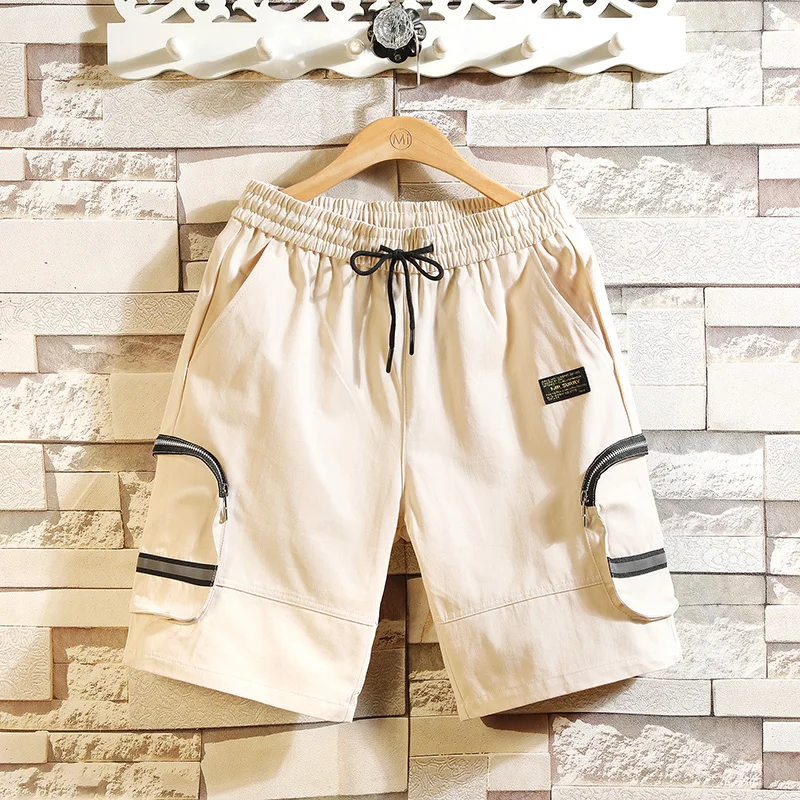 Уличная летняя повседневная шорты мужские на молнии с карманами длиной до колен мужские шорты s повседневные однотонные шорты-бермуды мужские шорты