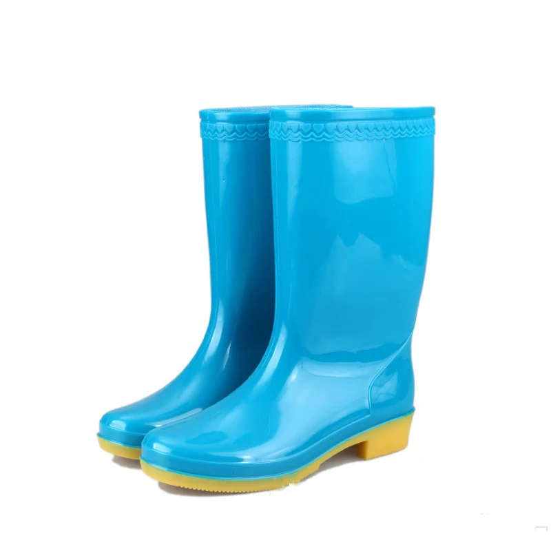 Aleafalling/женские непромокаемые сапоги из пвх; водонепроницаемая обувь на плоской подошве; Женские однотонные сапоги синего цвета на резиновой подошве; Botas W212