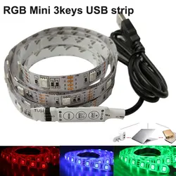 USB Светодиодные ленты 5050 RGB ТВ фонового освещения Комплект Cuttable с 3Key/17Key RGB контроллер 1 м/2 м комплект Водонепроницаемый или