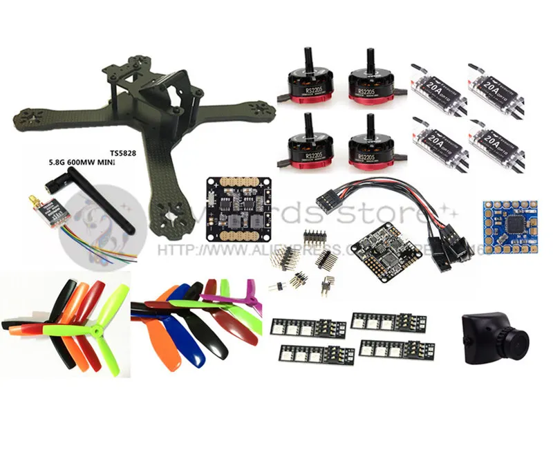 

DIY FPV mini drone with camera QAV-X 214mm 3/4 frame kit EMAX RS2205 + littlebee BL20A ESC 2-4S + NAZE32 Rev6 10DOF + TS5828