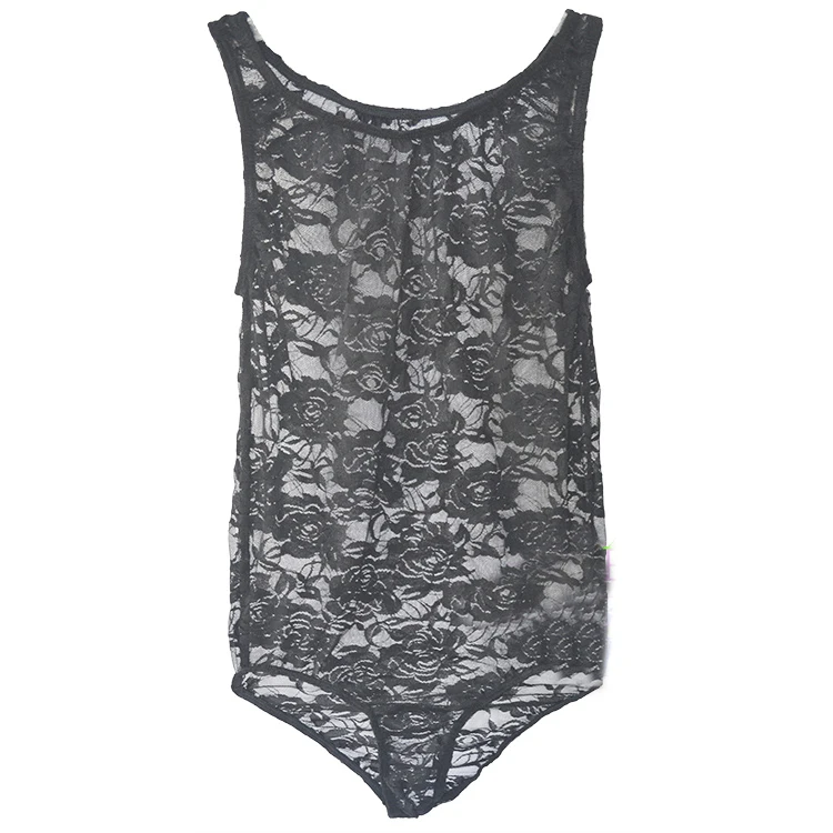 

2018 Men's Sexy Thong Lace Charming Transparent Onesies Tights bodysuit shaper body shaper underwear men