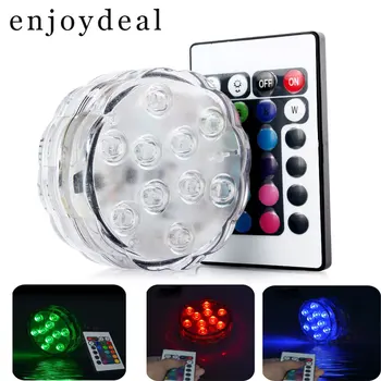 

Waterproof RGB Night Light or Underwater Wireless Remote Control 10LED Multi Color Spotlight for Aquarium Bedroom Bar Decoration