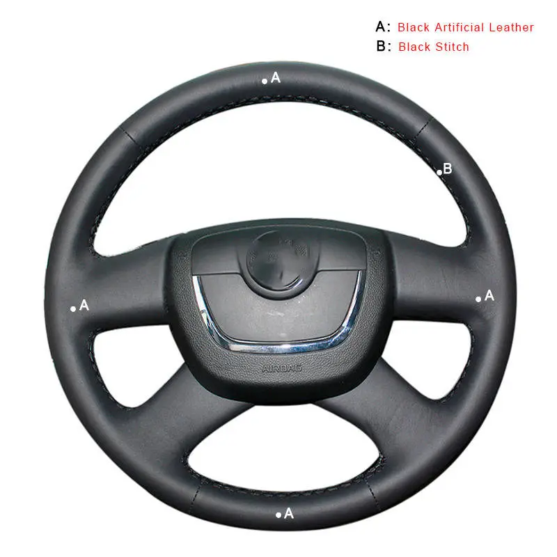 Автомобильная Оплетка на руль для Skoda Octavia a5 Superb 2012 2013 Fabia 2010- Yeti 2009-2013 Автомобильные колеса - Название цвета: Artificial Leather