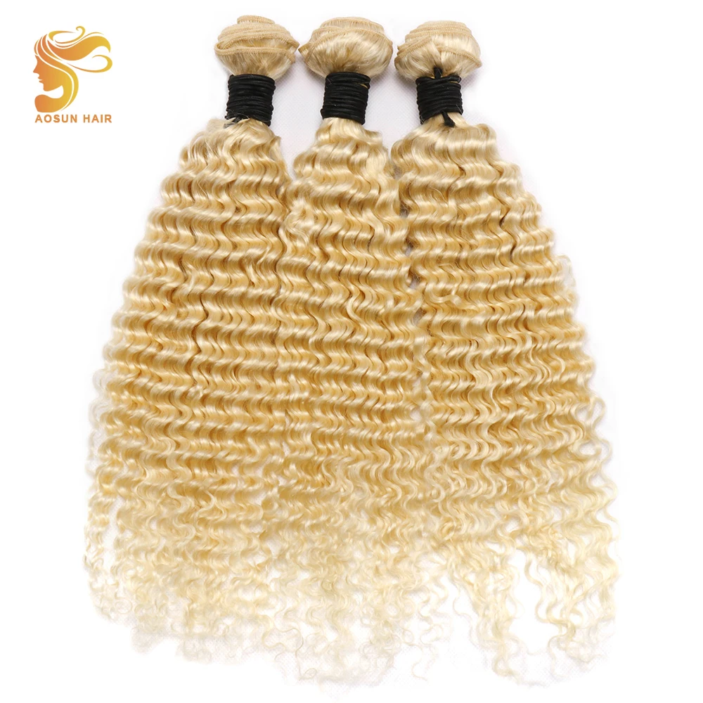 

AOSUN HAIR Malaysian Deep Wave Hair Weave Bundles Color 613 Blonde Remy Human Hair Extensions 10-26Inch 3 Bundles Deals
