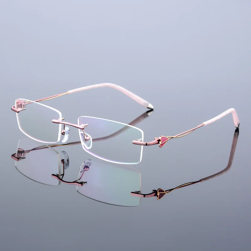 Новые модные женские туфли оправы для очков Безрамное оптические очки анти буэ свет прозрачные линзы Сверхлегкий очки от близорукости, по
