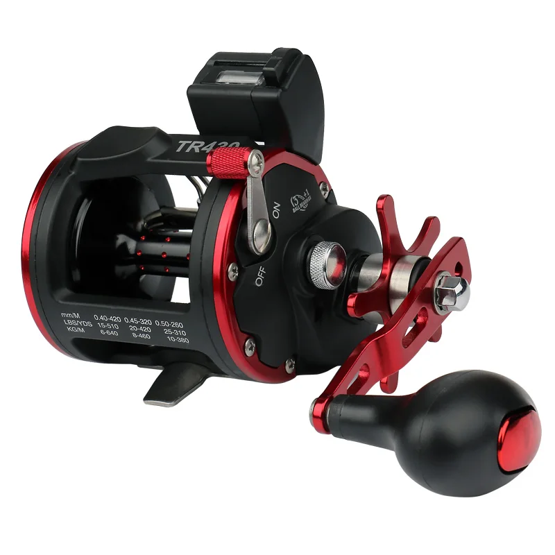 Carretel da Carcaça da Isca Roda de Pesca do Mar Roda com Contador 3 + 1 Pesca Trolling Tambor Digital Relação 4.1: 1 Rolamento bb