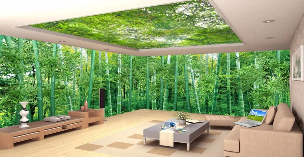 Huge 3D Ceiling Photo Wallpaper Panoramic Natural Scenery bamboo forest Custom Photo Wallpaper 3D Bedroom Ceiling