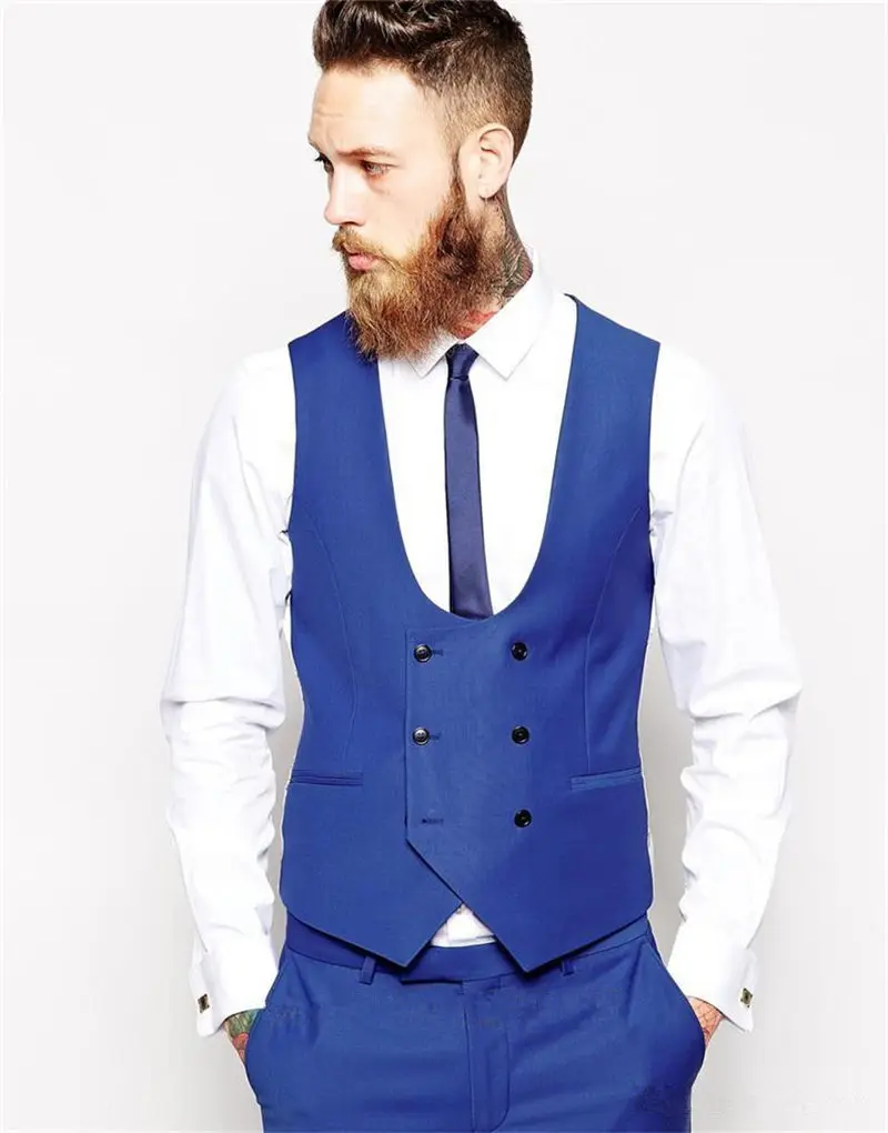 Royal Blue Men's Vest Wedding Suits Slim Fit High Quality Men Vest Wedding Suits British Style Suit Vest Formal Wear