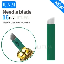 500Pcs 0.18mm 16 Pin Microblading Needles Blades Lamina Agulha Sobrancelha Tebori Microblading 16 Pontas Flex Eyebrow Tattoo