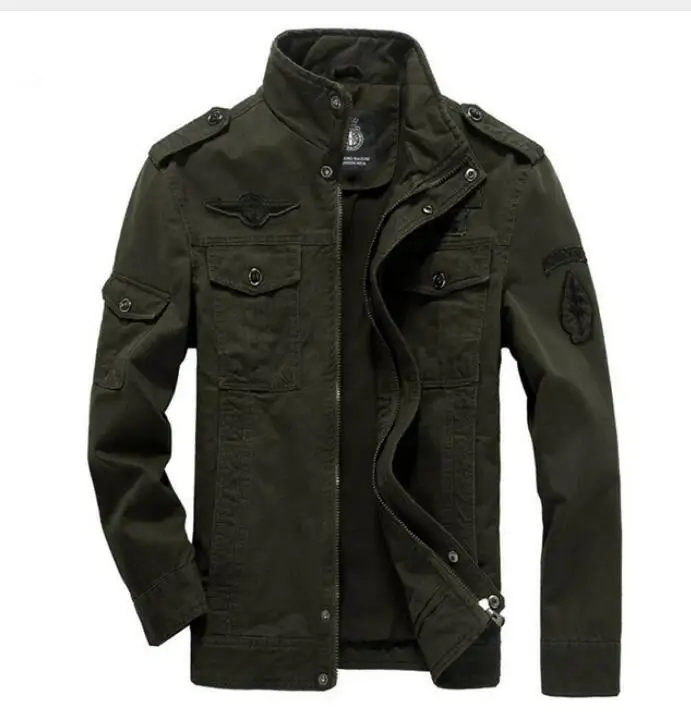 Мужская куртка в стиле милитари размера плюс M-6XL, осенне-зимняя хлопковая куртка-пилот, мужская куртка-бомбер - Цвет: Army Green 3