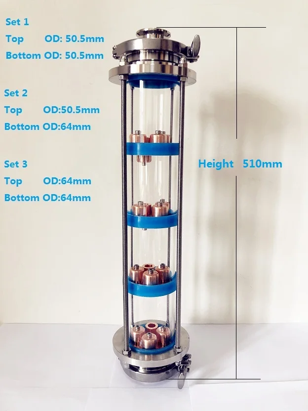" дистилляционные линзы колонны с 4 шт. Медные наборы, тройной зажим прицел стекло соединение нержавеющая сталь 304