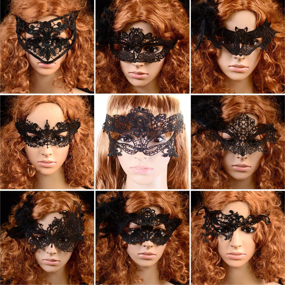 

Masquerade Lace Mask Catwoman Halloween Black Cutout Prom Party Mask Accessories Masks Party Photography Halloween Props