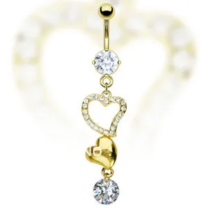 

Wholesale Heart Dangle Ring Navel Ring Belly Button Ring Body Jewelry5PCS/LOT