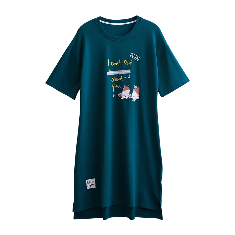 Свободные мягкий хлопок Frail домашняя одежда для женщин Лето 2019 мультфильм печатных с вырезом и короткими рукавами с круглым вырезом плюс