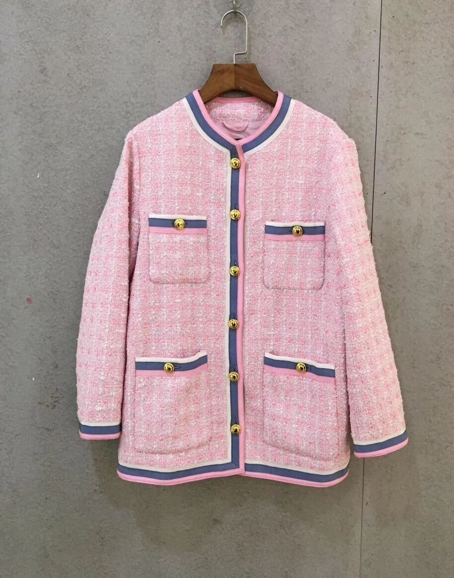 High quality tweed jackets coat women 2019 spring elegant tweed coat G080