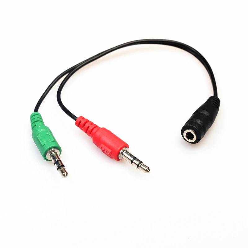Trumsoon 10pcs Y Splitter 3.5 AUX Cable 2 Male to 1 Female with Mic Extension Audio Cable for Speaker Phone Car Earphone
